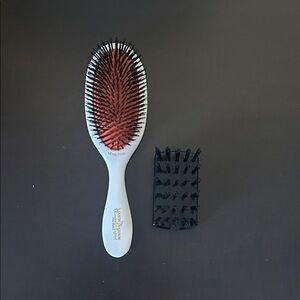 White Hair Brush with Red Cushion and cleaning brush